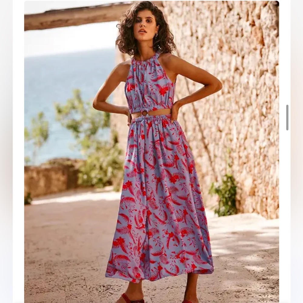 LIKELY Tropical Floral Maxi Halter Dress